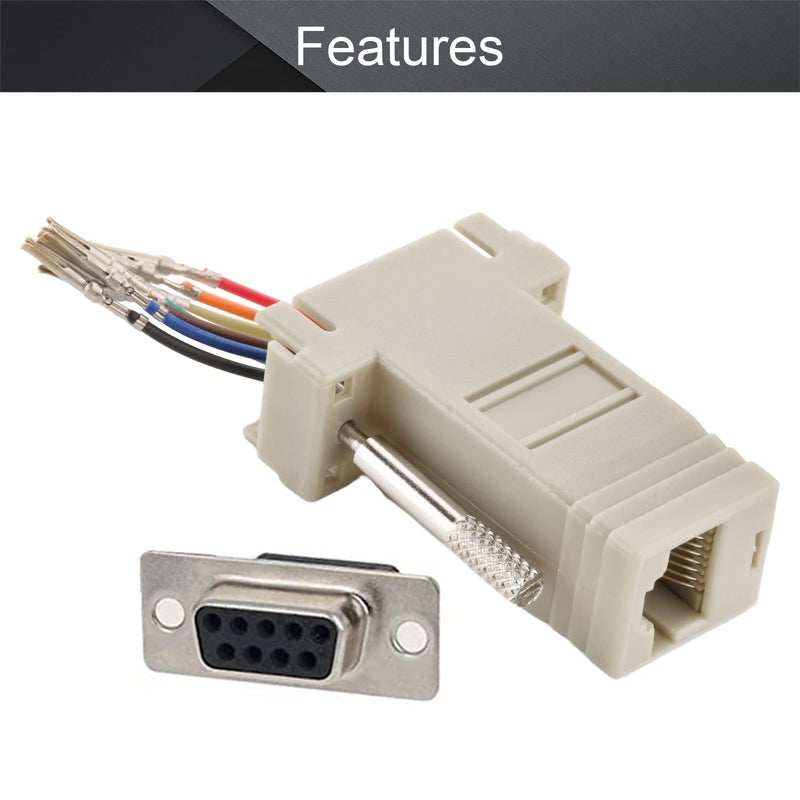 Fielect 10Pcs DB9 to RJ45 Modular Adapter, 9 Needles/Cores, 2 Rows, Beige - Image 3